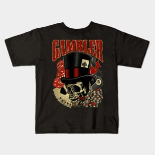 Gambler Skull Kids T-Shirt
